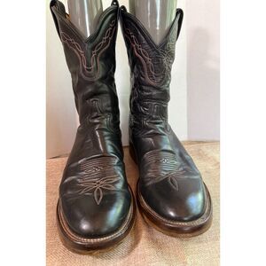 Vtg Tony Lama Cowboy Boots – Style 2090 – Made in USA – Blk Leather – Size 10.5D